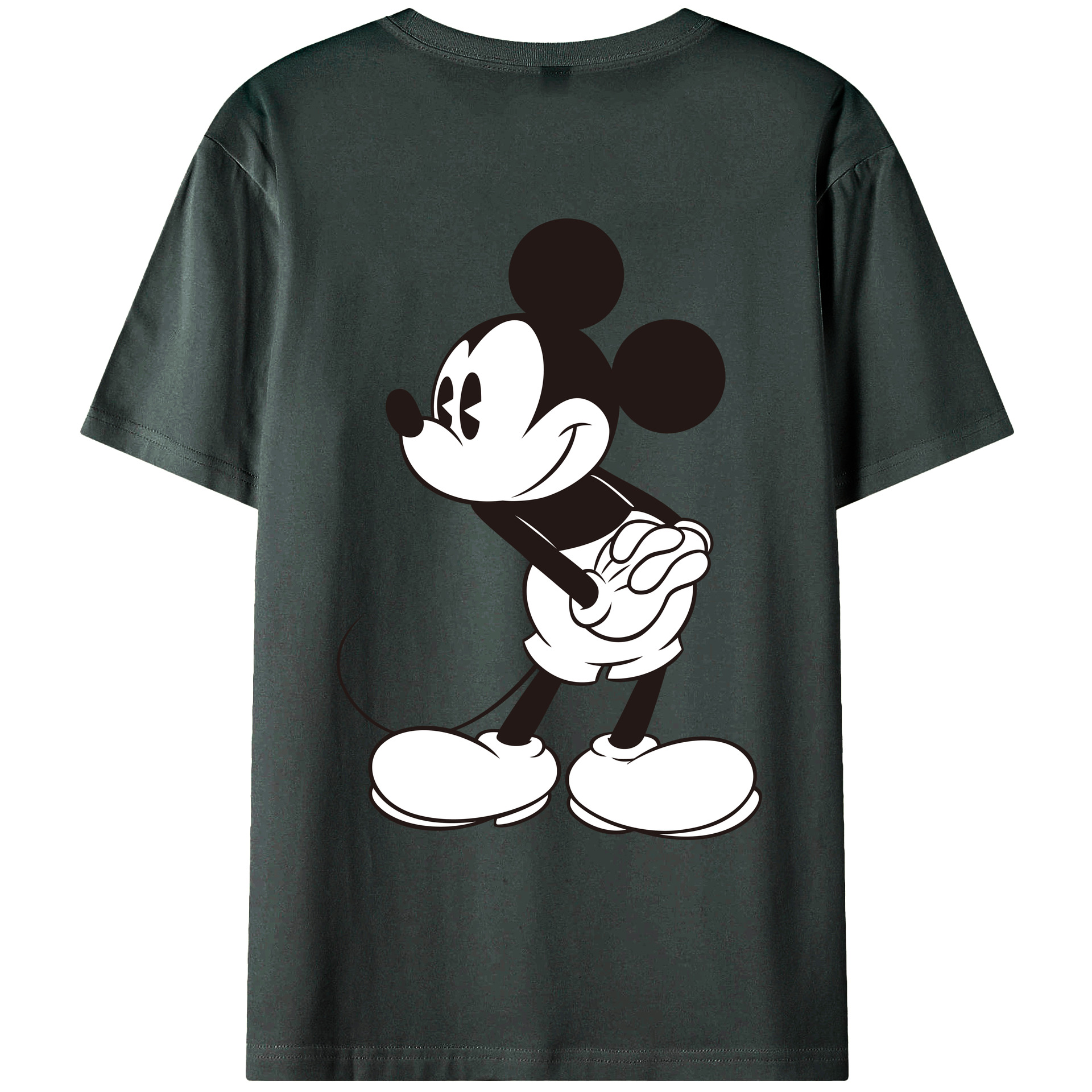 ミッキーマウス Mickey Mouse 綿100％ メンズ半袖Tシャツ（バックプリント） 通気性